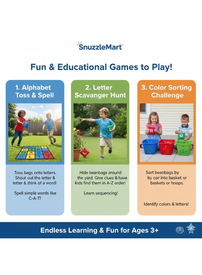 SnuzzleMart 26-Piece Alphabet Beanbag Game Set - Educational Tossing Toy for Outdoor Yard Games, Garden Parties, and Early Learning - Image 3